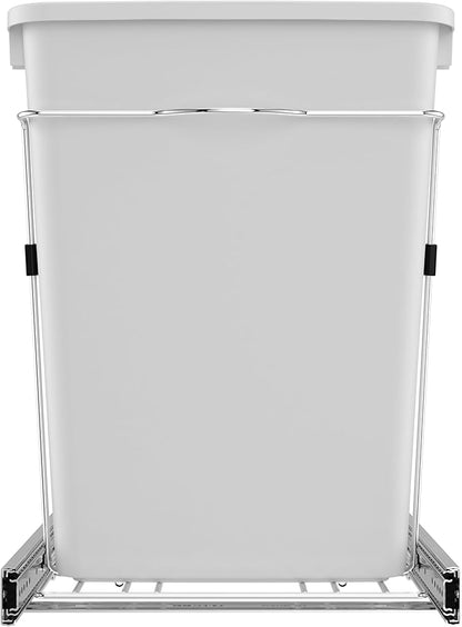 Rev-A-Shelf Double 35 Qt Pullout Trash Can for Base Kitchen Cabinets, Garbage Waste Bin System with Full-Extension Slides, Min Opening Width of 14.5" White/Chrome, RV-18KD-11C S