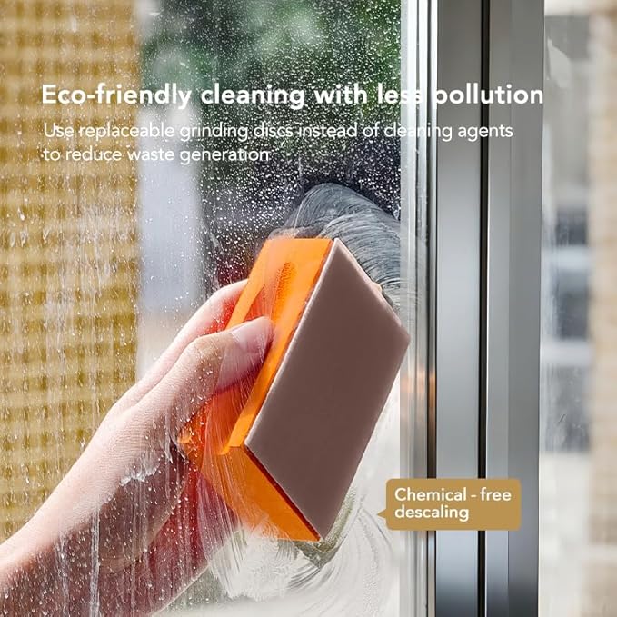 DrDirt Limescale Eraser for Glass, Professional Hard Water Stain Remover Tool for Windows, Shower Screens and Mirrors, Non-Chemical Abrasive Cleaning Block