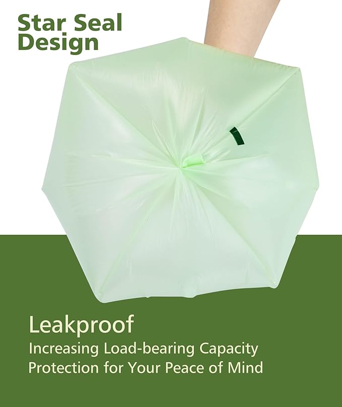 AYOTEE 2.6 Gallon Compost Bags with Handle Tie, 75 Count Small Biodegradable TrashBags 2.6 Gallon Trash Bag, Certified By ASTM Standard Mini Compost Kitchen Food Scrap Waste Bags for Compost Bin Green