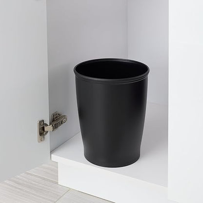 iDesign Small Round Plastic Bathroom Trash Can - Set of 2 - Black - Made in USA