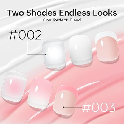 modelones Pat Paint Gel Nail Polish, 2 Colors Soak Off UV Patting Gel Polish Pigmented Colors for Ombre & Gradient & Blush Blooming & French Tip Nail Art, Ivory Blush