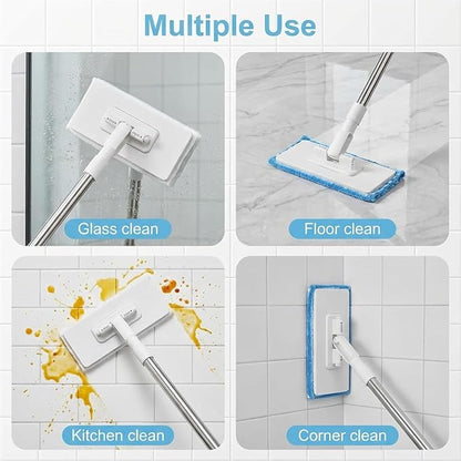 Snap Grip Mini Mop, Zero Touch Cloth Changing Mop with Automatic Push Pull Handle,360 Rotating Lazy Mops Wet Dry for Whole House Cleaning,Retractable Gap Dust Cleaner Flat Mops (White-6 Cloths)