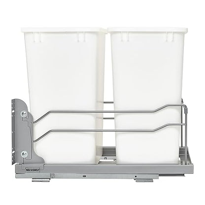 Rev-A-Shelf Double Pullout Trash Cans for Under Kitchen Cabinets 35 Quart 8.75 Gallon with Soft-Close Slides, 14.5" Min Opening, 53WC-1835SCDM-211