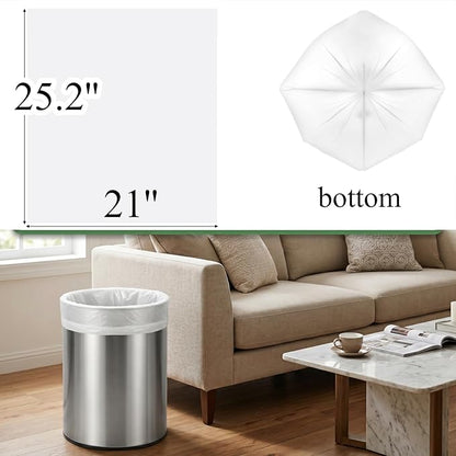 Tebery 300 Counts 8 Gallon Clear Small Garbage Bags Trash Bags, Wastebasket Bin Liners for Bathroom Bedroom Office Trash Can, 6 Rolls