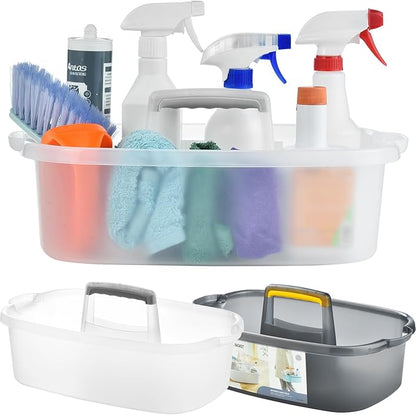 Haundry Large Cleaning Caddy with Handle, Cleaning Tool Storage Basket Organizer, Sturdy Pail Bucket Organizer, Household Bucket for Cleaning Supplies - Clear