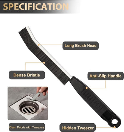 Hard Bristle Crevice Cleaning Brush,Grout Cleaner Brush,Scrub Brushes for Tile Floor,Gap Cleaning Supplies with Clip for Bathtub,Shower,Sink,Kitchen,Home Essentials,Gi-ft for Women Men(3PCS)