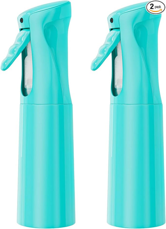 IMPORX Continuous Spray Bottle for Hair 2 Pack (10.1oz/300ml) Home Essentials Spray Bottles for Cleaning Empty Ultra Fine Water Mister Sprayer for Hairstyling Garden Plants Curly Hair Perfume, Cyan