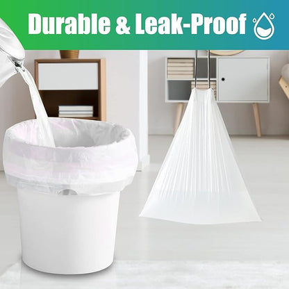 CHARMOUNT Drawstring 4 Gallon Trash Bags, Small Garbage Bags, Unscented Trash Can Liner, 60 Count