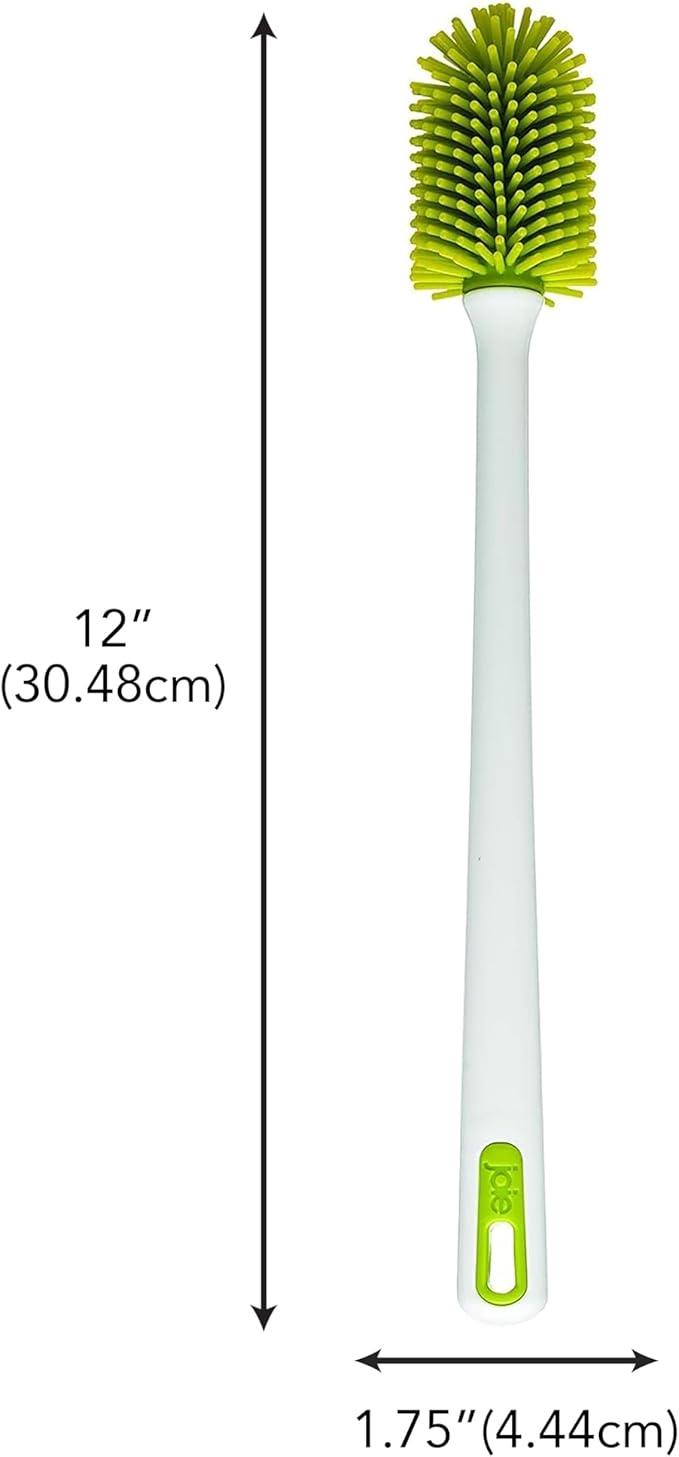 Joie Bottle Brush, Silicone Scrubber with Long Handle, Ideal for Cleaning Water Bottles, Baby Bottles and Glasses, Gentle Non-Scratch Bristles, Handy Kitchen Gadget, Colors May Vary