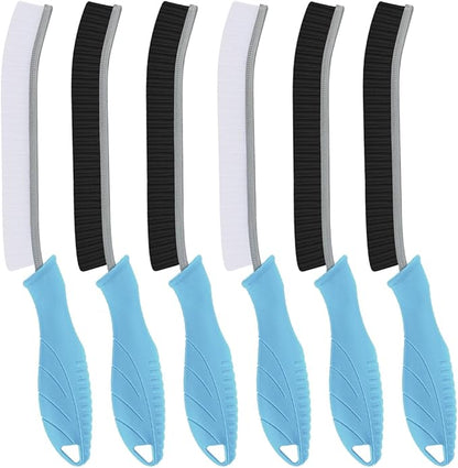 TQRR Hard Bristle Crevice Cleaning Brush-Thin Gap Scrub Brush, Small Cleaning Brush, Grout Brush, Kitchen Brush, Cleaning Tools for Toilet, Bathroom, Sink, Home, Household, Window (6, Light Blue)