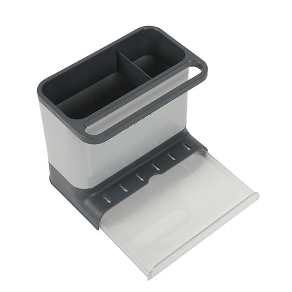 Gibson Home Ledgebrook Sink Caddy with Metal Panel, Metal Sponge Holder for Kitchen Sink, Countertop Organizer and Storage Essentials with Drain Board