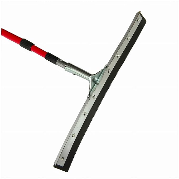 24" Serrated Notched Epoxy Rubber Speed Trowel Squeegee,1/8" Notch,with Telescopic Handle for Epoxi Resin Coating Application