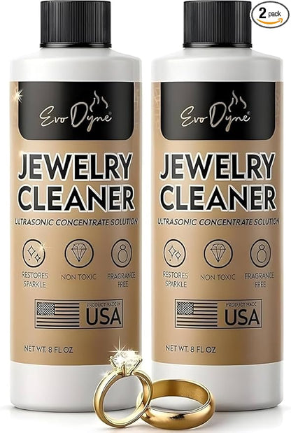 Ultrasonic Jewelry Cleaner Solution (16oz) Concentrated Jewelry Cleaner for Diamonds, Gold, Silver & More | Compatible with Ultrasonic Machine (s) - Made in USA
