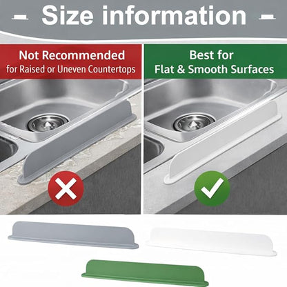 Silicone Sink Splash Guard – Extra-Long 19.3" Water Protector for Kitchen & Bathroom, No-Slip, Heat-Resistant, Dishwasher Safe (19.3 * 3.3 * 2in) (White)