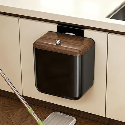 Large 3.2 Gallon Compost Bin, Under Sink Trash Can with Lid, Hanging Waste Cabinet for Office Kitchen Cupboard Bathroom Bedroom, Black