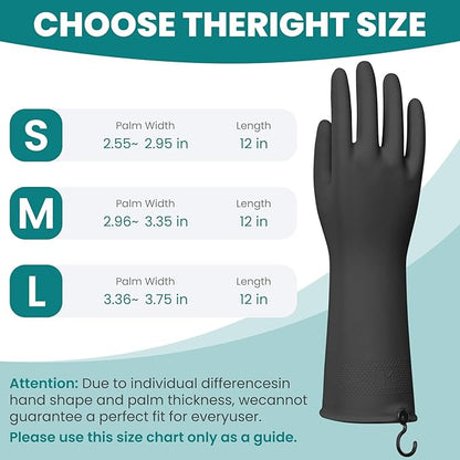 4 Pairs Rubber Dishwashing Gloves with Hanging Hooks - Reusable Cleaning Gloves for Kitchen & Household, Non-Slip, Durable and Flexible (Small, 4 Colors)