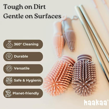 Haakaa Silicone Cleaning Brush – Household Cleaning Brushes for Bottles and Crevices – Food-Grade Silicone: Dishwasher Safe