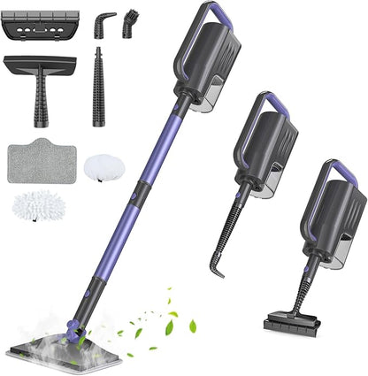 Steam Mop Cleaner with Detachable Handheld Steamer, 6-in-1 Multi Accessories, Removable Water Tank, 23FT Power Cable, Lightweight, Steam Cleaner for sealed Hard Floors (Violet)