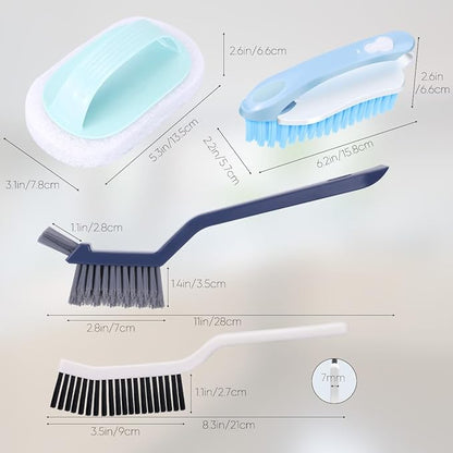Cleaning Brush Set, Multifunctional Hard Bristle Grout Crevice Scrub Brush Tools for Household Bathroom Kitchen Tile Lines Floor Tub Sink Window Corners