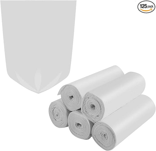 Inwaysin Mini Garbage Bags - 1.2 Gallon Compost Trash Can Liners, 125 Count White