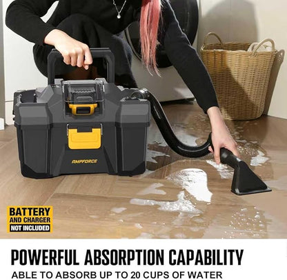20V Cordless Wet Dry Vacuum, 2 Gallon Vacuum Cleaner, Powerful Suction, Four Nozzles, A Replacement Cartridge (Battery Not Included)