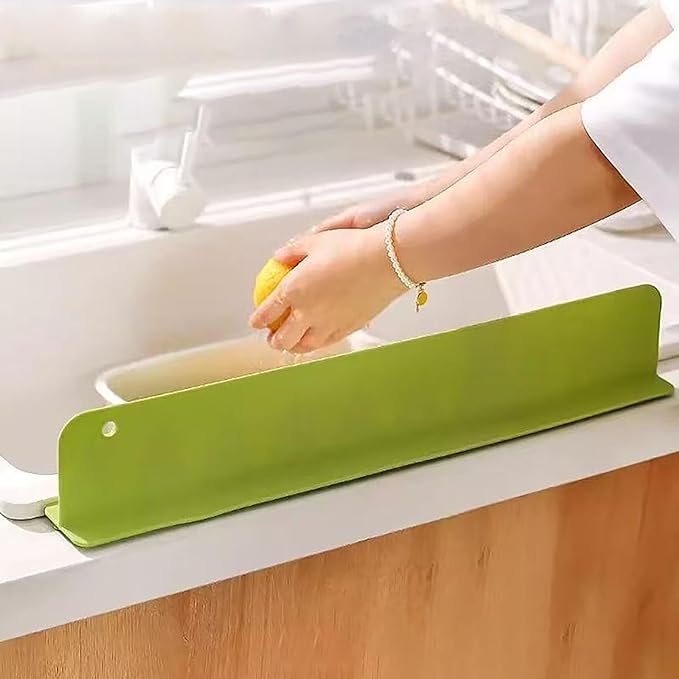 Washbasin Water Blocking Board, 16.5 Inch x 2.56 Inch x 1.9 Inch Green Silicone Splash Guard for Home (green)