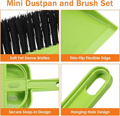 Healifty Mini Broom and Dustpan Set 6-Piece Portable Desk Cleaning Brush Set with Soft Bristles for Keyboard Desktop Pet Hair and Hard Floor Use