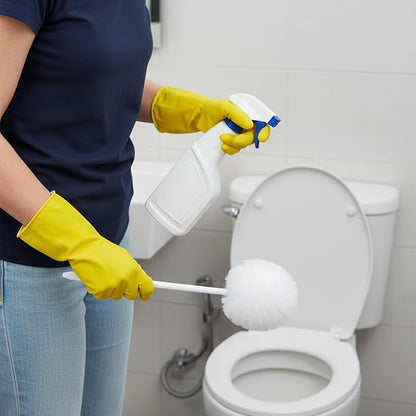 Kifmurase 12 Pcs Toilet Bowl Brushes Soft Swab Polyester Head 15 Inch White Reusable Long Plastic Handled Toilet Brush Cleaners Scrubber Mop for Home Bathroom Cleaning