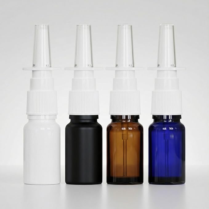 6PCS 10ML(1/3oz) Glass Nasal Spray Bottles, Refillable Empty Nose Sprayer With Fine Mist Sprayer for Travel - Includes Funnel for Saline Solution, Nasal Cleansers (10ml white 6P)
