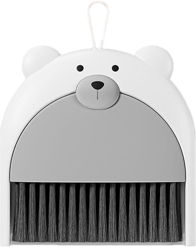 Broom with Dustpan Combo Set,Broom and Dustpan Set,Dust Pan and Brush Set with Small Hand(Grey)