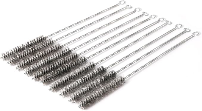 12 Inch Pipe Cleaning Brush Set with Stainless Steel Bristles, Steel Wire Tube Brush Kit for Auto Parts Polishing, Machining, Bottles, Tubes, Etc.（13mm-10pcs）