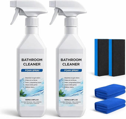 Scale Remover Bathroom Cleaner, Bathroom Descaler Foam Cleaner Spray, for Tiles, Glass, Stainless, Steel, Natural Stone (2Pcs)
