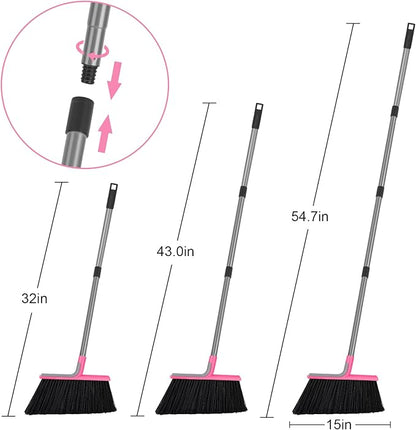 KeFanta Heavy Duty Broom, Outdoor Broom with 54.7" Long Handle, Commercial Brooms for Sweeping Outdoor Concrete Courtyard Garage Patio Indoor Home Floor Kitchen Office Lobby