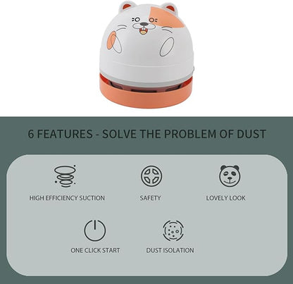 aqxreight Cute Cartoon Desktop Vacuum Desktop Cleaner with Vacuum Nozzle Cleaning Brush Portable Mini Table Dust Cleaner for Cleaning Dust Crumbs Computer Car (Hamster)