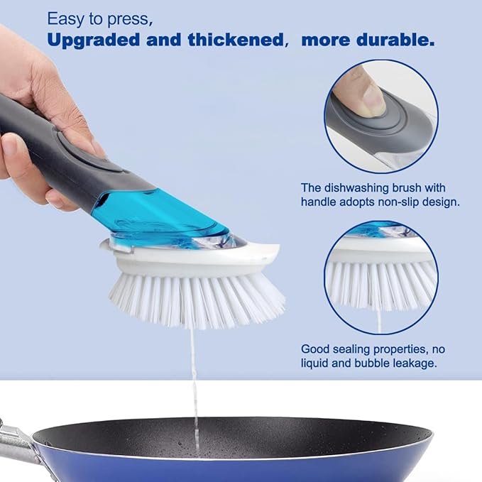 CELOX Dish Brush with Soap Dispenser, 1 Dish Wand & 3 Dish Brush Refill Heads