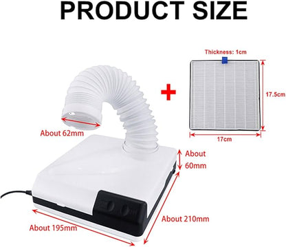 BONEW Global 60W 2 in 1 Powerful Mini Desktop Vacuum Cleaner Instrument Dust Collector Extract Mobile Suction Lab Nail Art Salon Manicure Dust Polishing Clean Tool