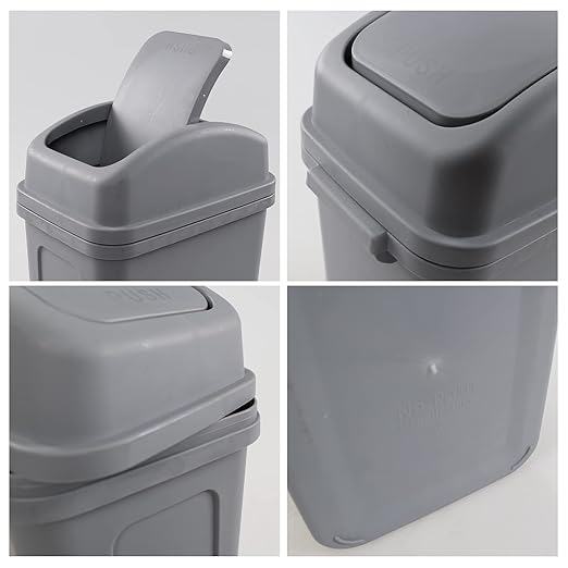 2 Gallon Small Swing Lid Trash Can, Swing-Top Garbage Can, Gray