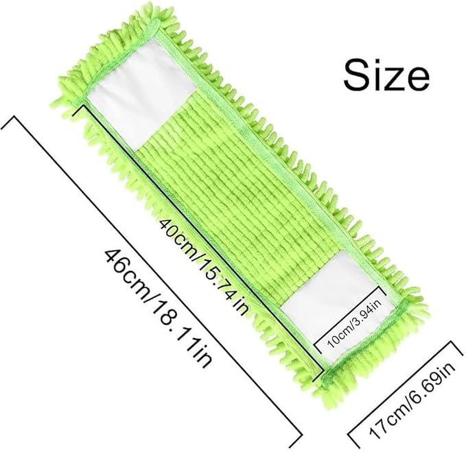 4Pcs Soft Flat Mop Refill Pads, High Absorption Cloth for Multi-Surface Floor Cleaning, 40cm Board Compatible, Green
