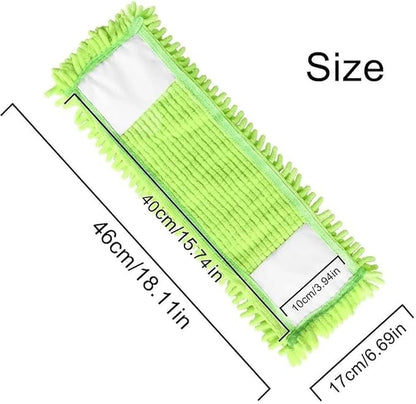 4Pcs Soft Flat Mop Refill Pads, High Absorption Cloth for Multi-Surface Floor Cleaning, 40cm Board Compatible, Green