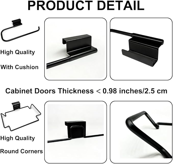 Stainless Steel Cabinet Door Paper Towel Holder and Trash Bag Holder for Kitchen Cabinets Doors and Cupboards, Under Sink Paper Towel Storage and Garbage Bag Holder