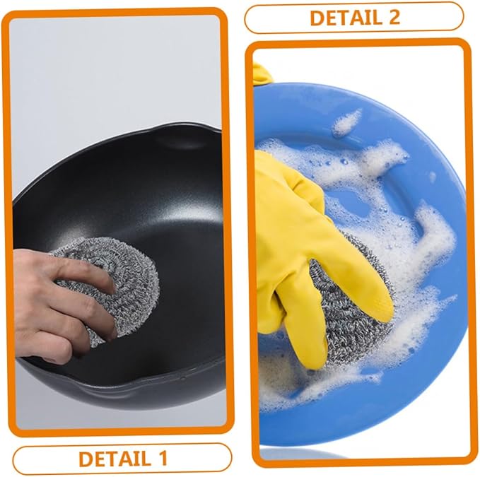 PRETYZOOM 15Pcs Stainless Steel Scrubber for Pot and Dish Cleaning Steel Wool Balls for Heavy Duty Scrubbing for Grease Removal Kitchenware