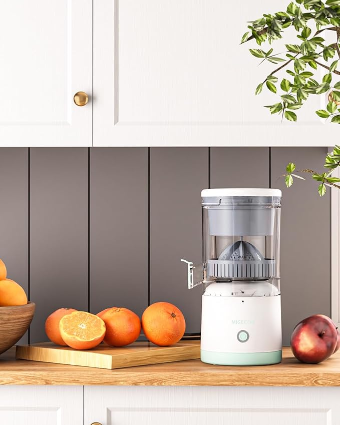 MIGECON Electric Citrus Juicer, Rechargeable Orange Juicer Squeezer with USB and Cleaning Brush, Portable Electric Juicer Machine, for Lemons, Limes, and Grapefruit, White