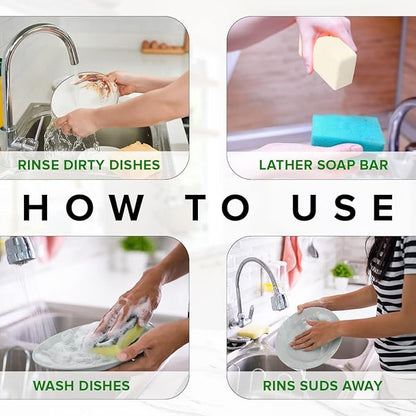 Natural Non-Toxic Dish Washing Soap - Dyes And Fragrance Free - Vegan Cruelty-Free Eco-Friendly And Zero Waste Dishwashing Handmade Solid Bar Soaps Detergent & Biodegradable (Lemon Single)