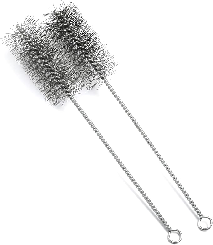 Utoolmart Steel Wire Tube Brush, Stainless Steel Spiral Power Bottle Cleaning Brush Long-Handle Bristle Pipe Cleaning Tool, 2.0-inch Diameter 12-inch Length, 2pcs
