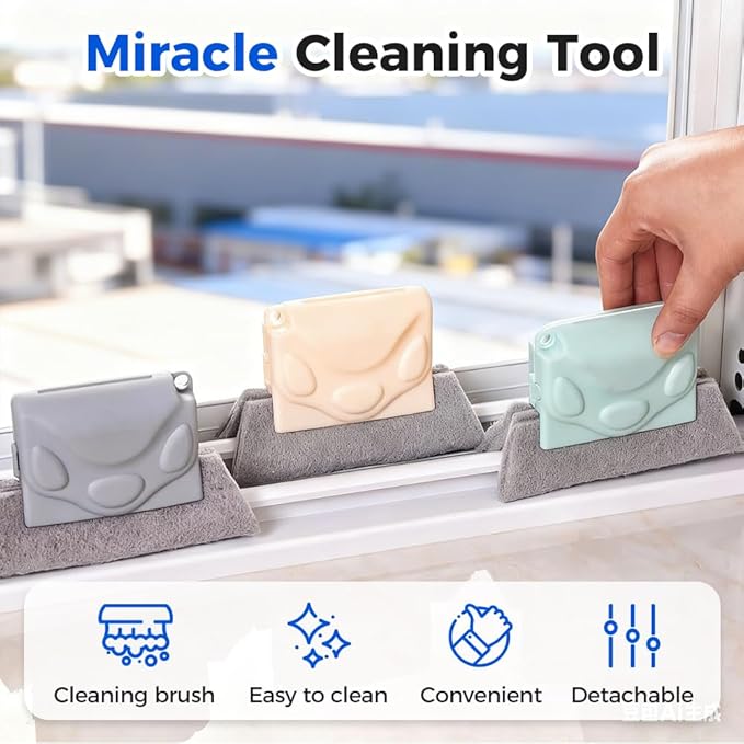 Magic Window Track Cleaner, 2026 New Window Track Cleaner Brush, Windows Cleaning Brush, Multi-Functional Cleaning Tools for Sliding Door, Sill, Tile Lines (Green 1PCS)