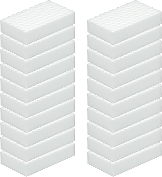 20Pcs Melamine Foam Sponge, 2X Density Magic Cleaning Eraser, Durable Multi-Surface Scrubber for Kitchen, Bathroom, Wall, Shoe, Car, Sink & Floor Household Cleaning Essentials (20 Pcs-2X Density)