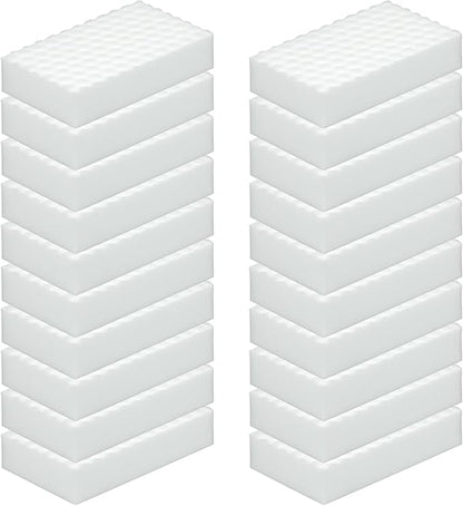 20Pcs Melamine Foam Sponge, 2X Density Magic Cleaning Eraser, Durable Multi-Surface Scrubber for Kitchen, Bathroom, Wall, Shoe, Car, Sink & Floor Household Cleaning Essentials (20 Pcs-2X Density)