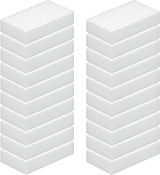 20Pcs Melamine Foam Sponge, 2X Density Magic Cleaning Eraser, Durable Multi-Surface Scrubber for Kitchen, Bathroom, Wall, Shoe, Car, Sink & Floor Household Cleaning Essentials (20 Pcs-2X Density)