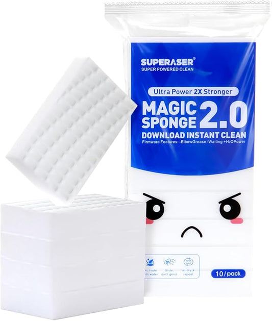 Magic Sponge Eraser,Tex-10 Scrub Melamine Sponges, Heavy Duty No Scratches (HD-Line 10-Pack)