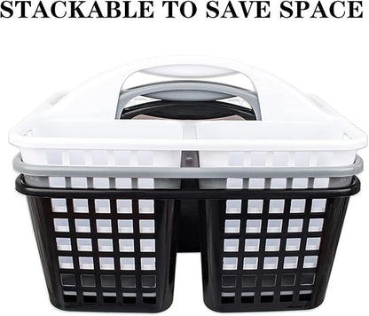 Portable Shower Caddy Basket,Convenient Cleaning Supplies Organizer with Compartments and Handle,Ideal for Bathroom, Bedroom, Kitchen, College Dorm,Garden,etc.12.4" x 7.4" x 5.1"white